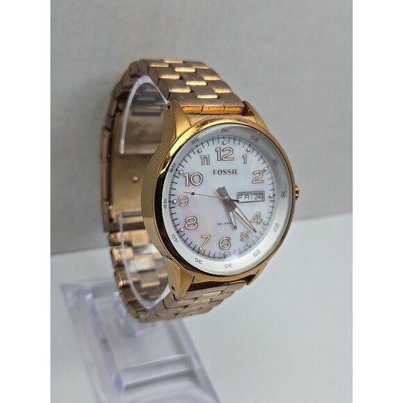 Fossil AM4334 Maddox Rose Gold MOP Dial Day Date Watch New Battery Womens 10 ATM main image 6